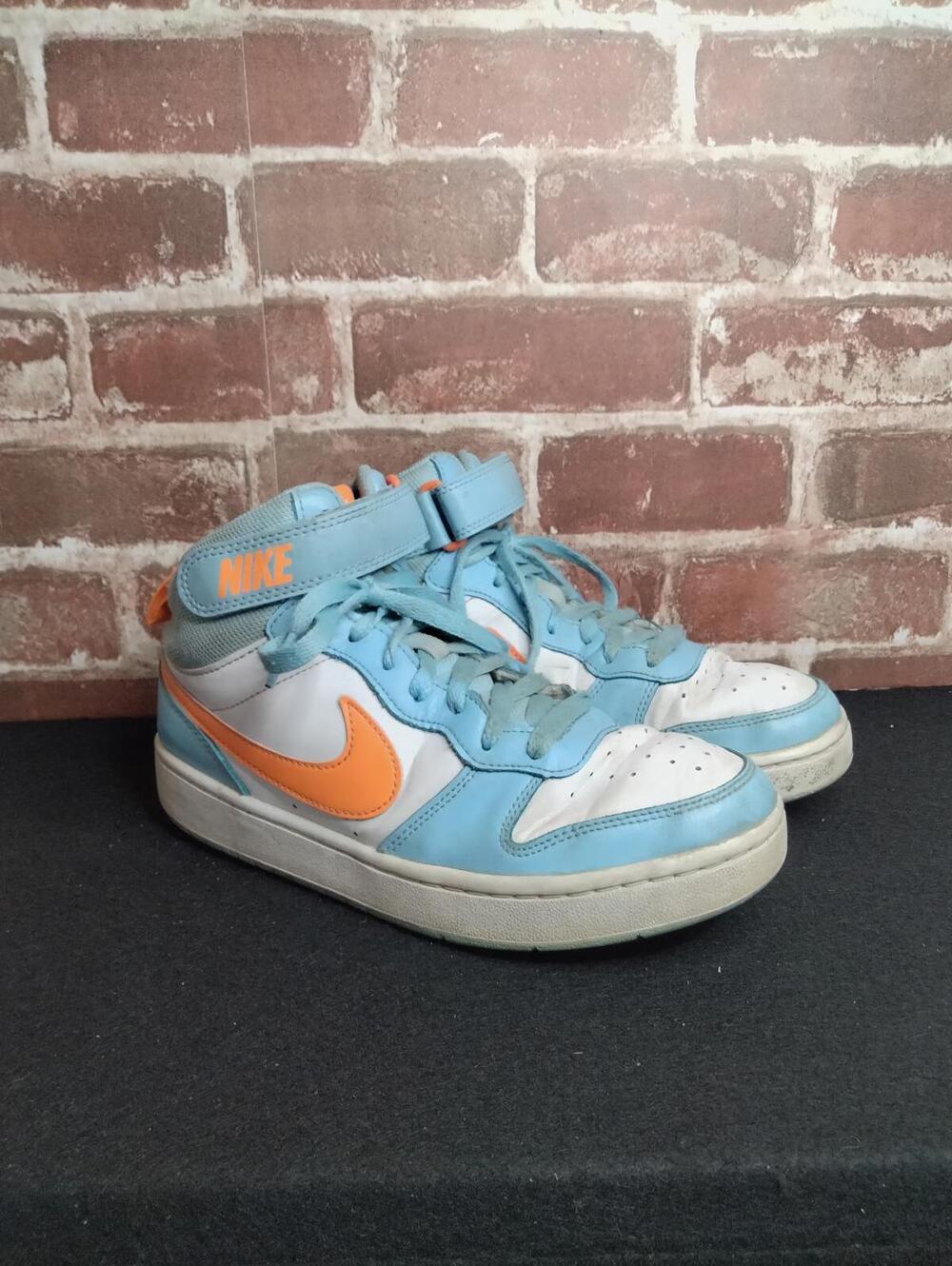 Nike Mid Shoes Boy Size 6 Court Borough Mid 2 Blue Orange Leather Sneakers